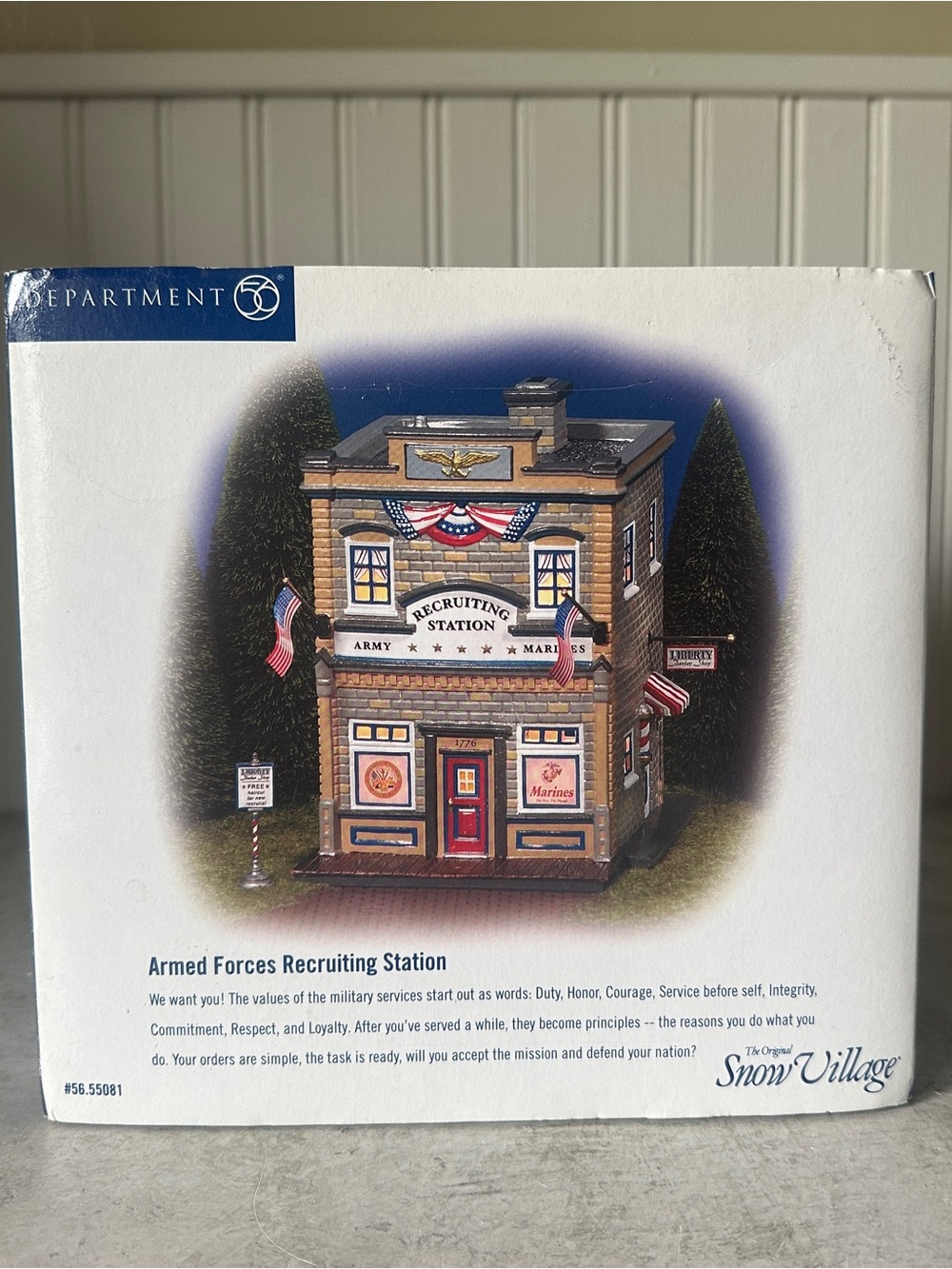 Dept 56 Snow Village Armed Forces Recruiting Station 55081 Christmas Building